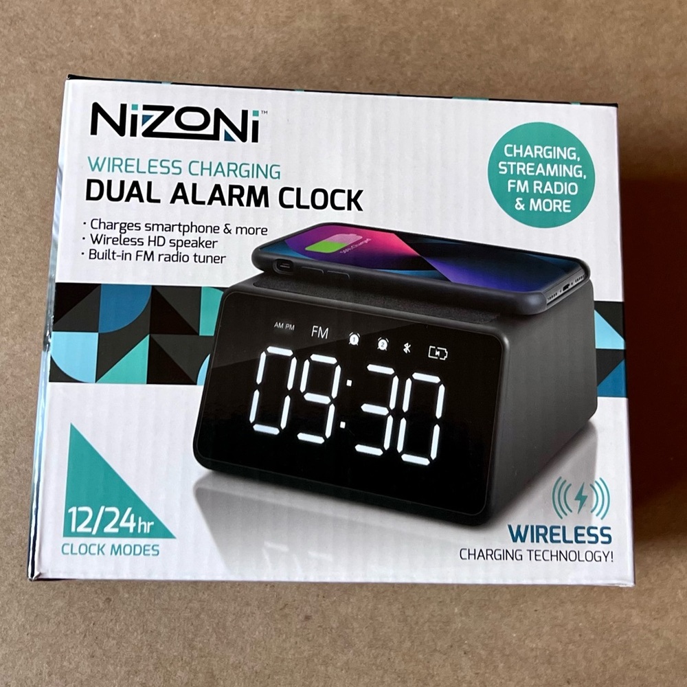 Nizoni Wireless Charging Dual Alarm Clock